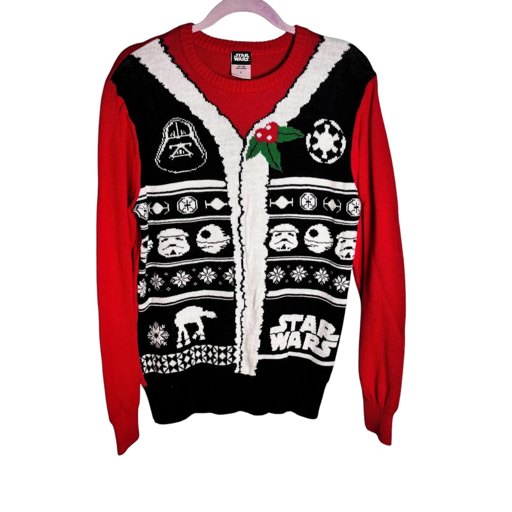 Star Wars Ugly Christmas Sweater Darth Vader Stormtrooper AT AT Mens Size S‎